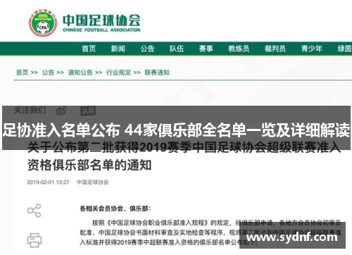 足协准入名单公布 44家俱乐部全名单一览及详细解读